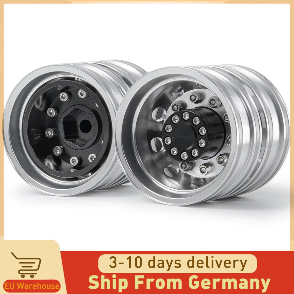 AXSPEED Rear Wheel Rim Aluminum Alloy 10 Spokes Wheel Hub for 1/14 Tamiya RC Trailer Tractor Truck Car Wheel Tires Upgrade Parts