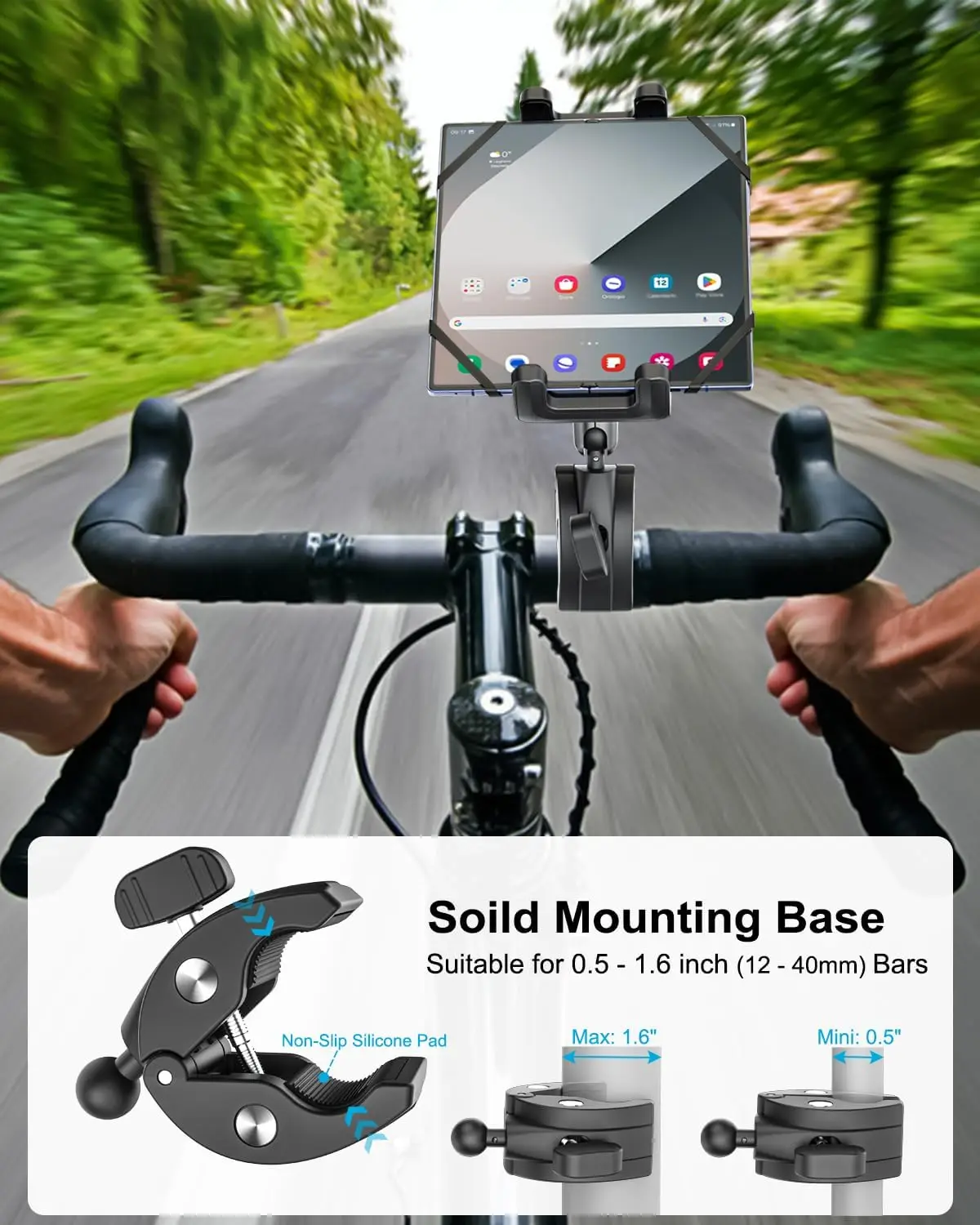 Bike Tablet Holder  Bicycle Handlebar Clamp For Z Fold 8 7 6 5 4 3 2  Galaxy S A Tab  4
