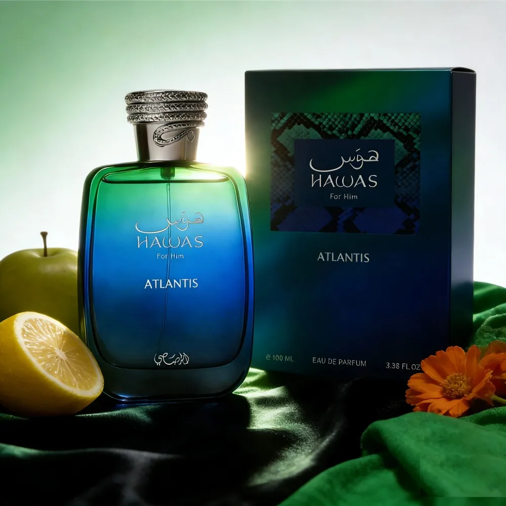 Perfume Masculino Rasasi Hawas Atlantis Fresh Modern, 100 ml, Fragancia Acuática Especiada para el Uso Diario, Citas, Eau de Parfum en Spray