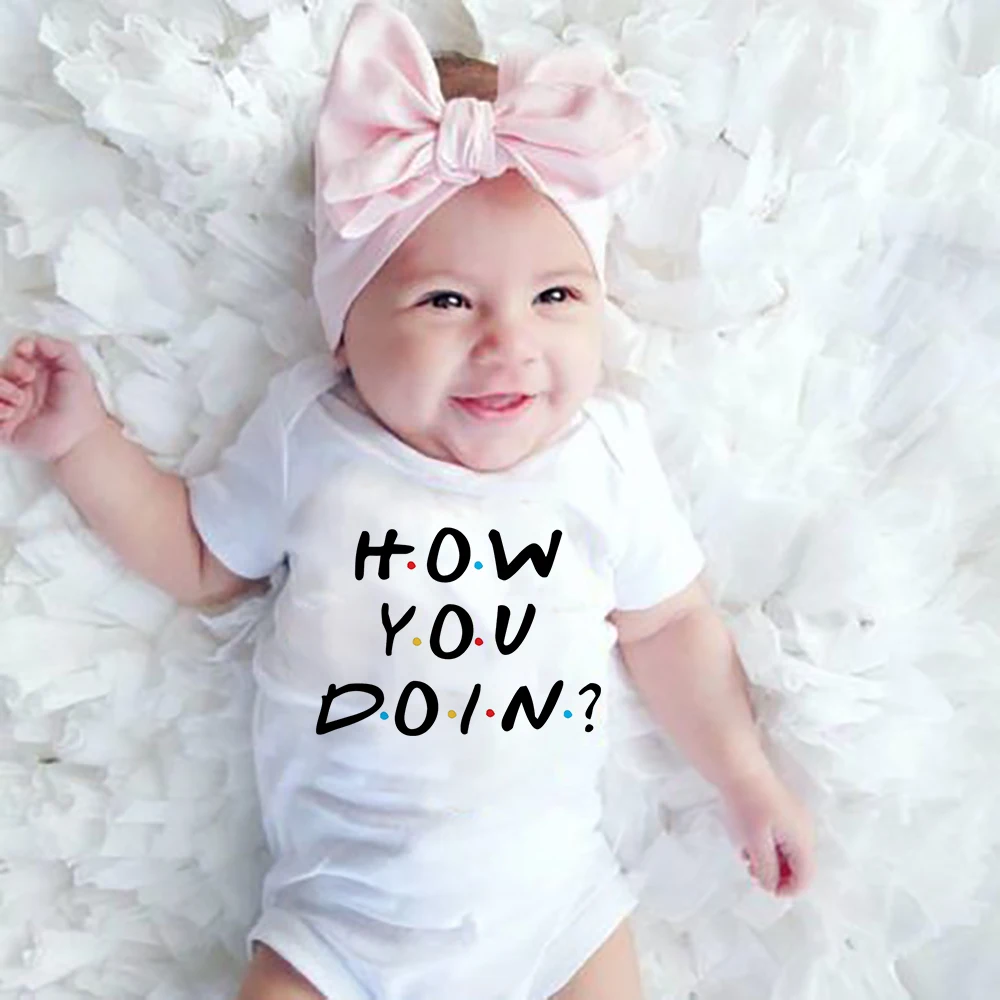 

How You Doin Newborn Baby Boy Girl Jumpsuit Fashion Casual Short Sleeve Romper Baby Girl Outfit Clothes Accessories Holiday Gift