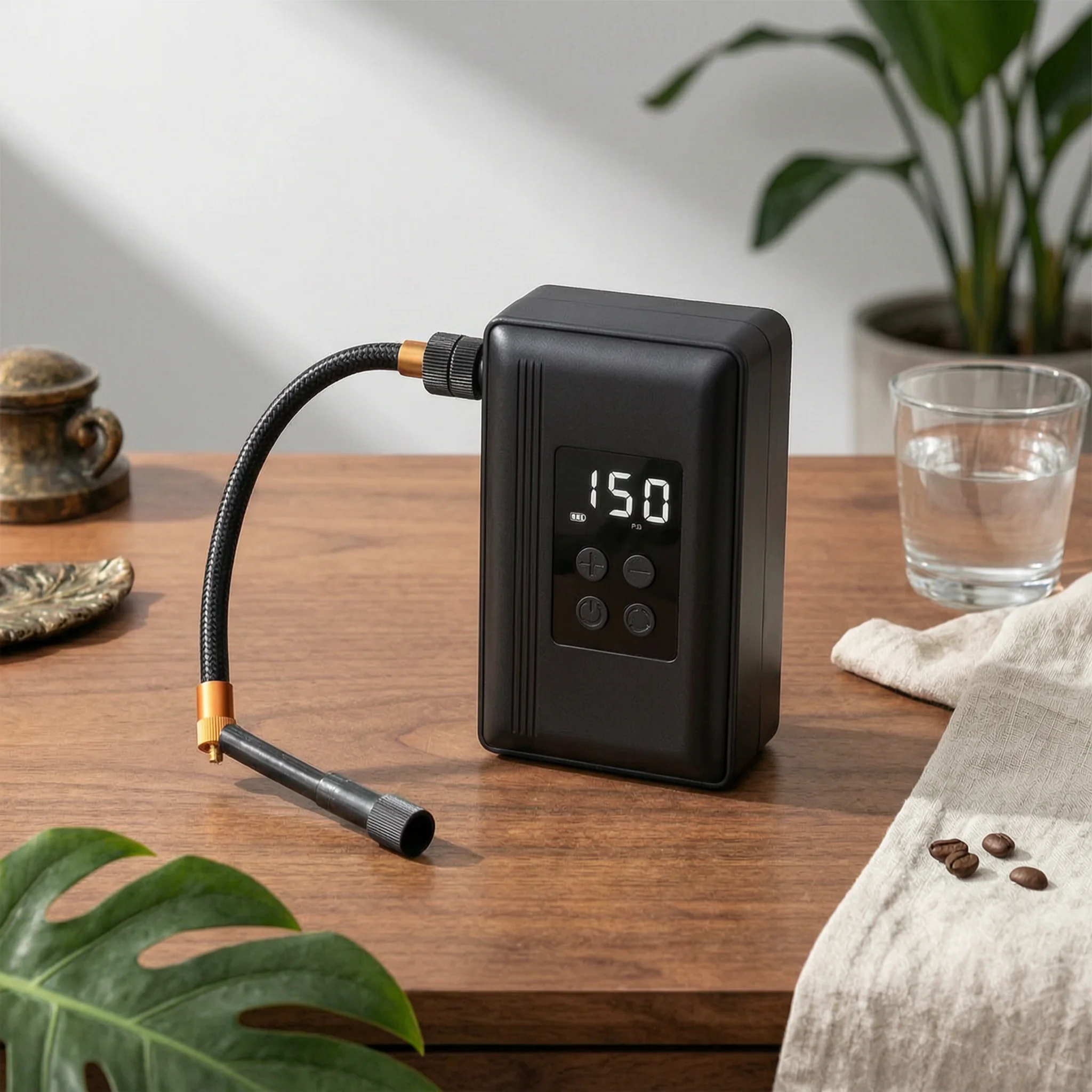 Electric Two-Wheeled Vehicle Pump Handheld Tire Inflator with Pressure Gauge Cordless Tire Inflator Wireless Portable Air