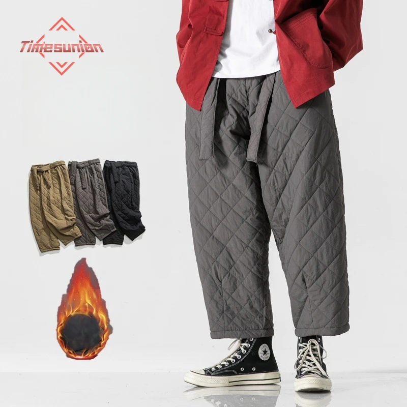 

Winter Pants Men Thickened Padded Cotton Casual Warm Chinese Style Straight Trousers High Quality Loose Drawstring Sweatpant Men