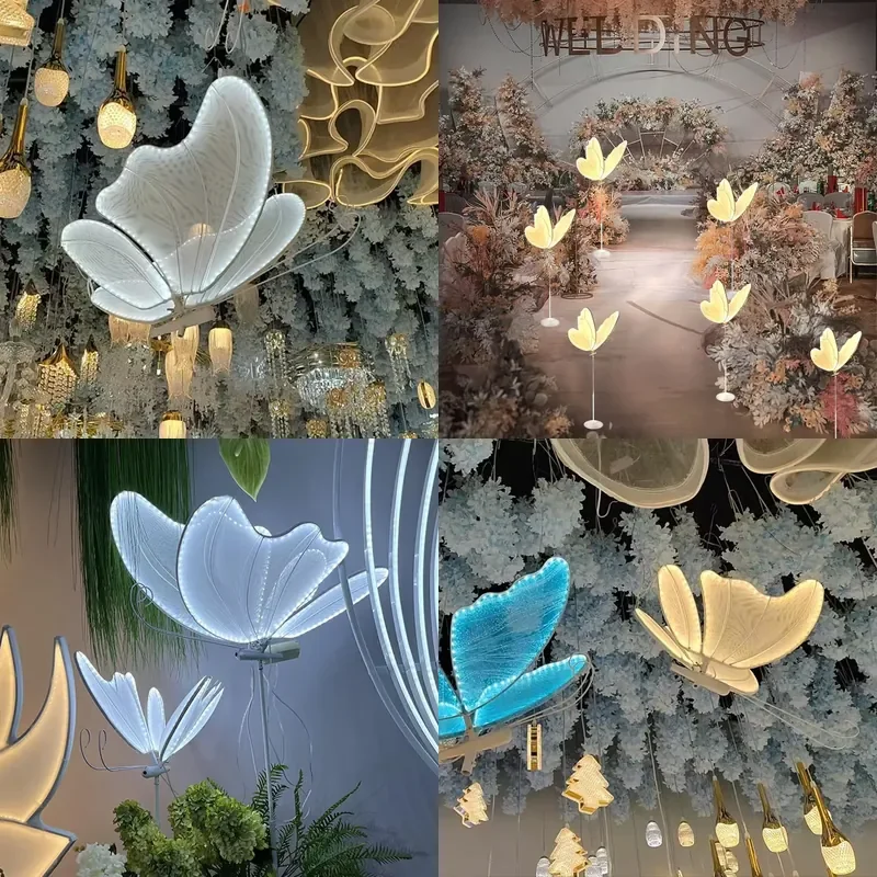 Elegant Glowing Butterfly Wings Wedding Decorations Stage Ceiling Pendants Props for Wedding Ceremony Live Event Decoration