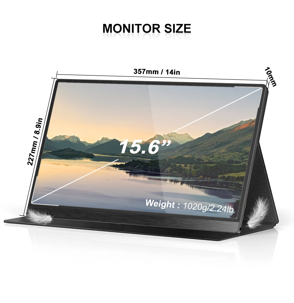 15.6 inch FHD 1080P IPS Screen Dual Speakers Type-C HD Mini Portable for Laptop PC Phone Switch PS5