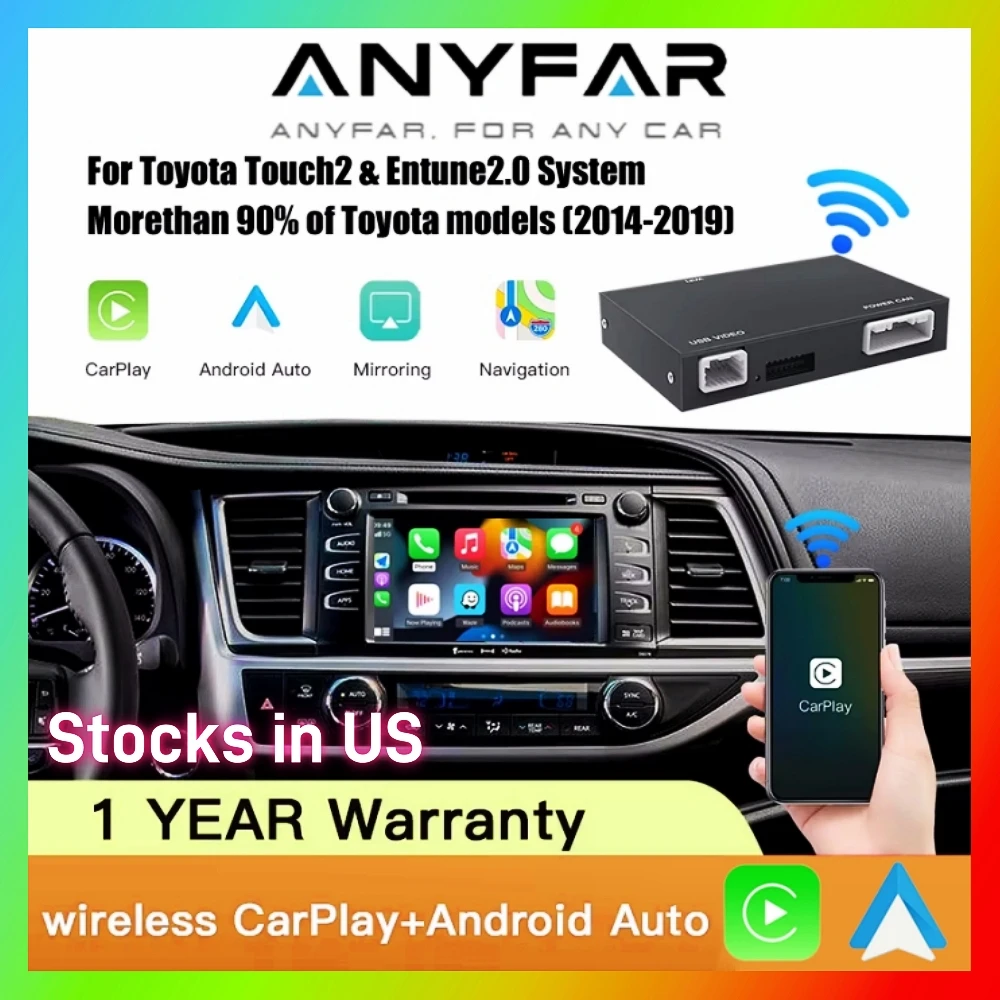 ANYFAR Wireless Carplay Android Auto For TOYOTA Touch 2 Entune 2.0 Highlander Tundra Sienna Prius Yaris Camry CHR Module