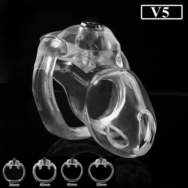 New HT-V5 Male Chastity Cage Device Penis Cage with 4 Sizes of Penis Rings Penis Lock Strap-on Gay Men\'s Sexy Sex Toys Sex Store