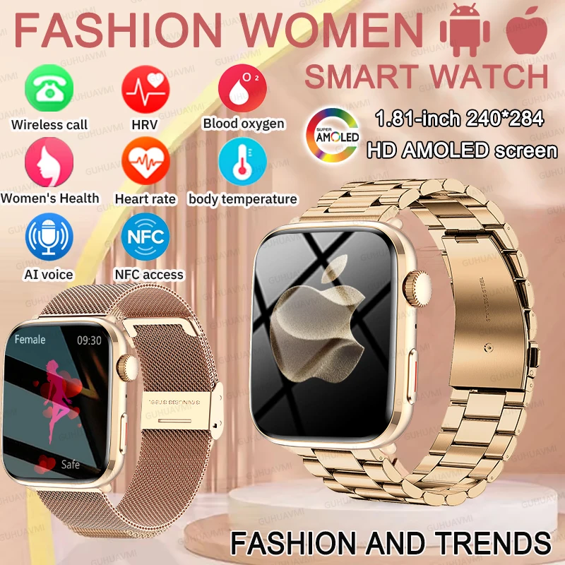 

Fashion New For Xiaomi Women AI Smart Diagnosis Smart Watch HRV+PPG Blood Pressure Blood Oxygen Health Monitor IP68 NFC Watches