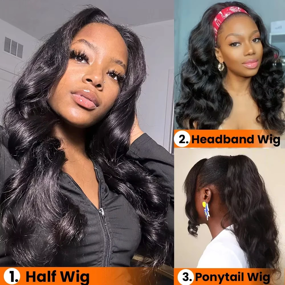 

Парик-полупарик Body Wave 3-в-1 из натуральных волос, 36 дюймов, без клея, на шнурке, плотность 200%, парик-полупарик Body Wave из натуральных волос