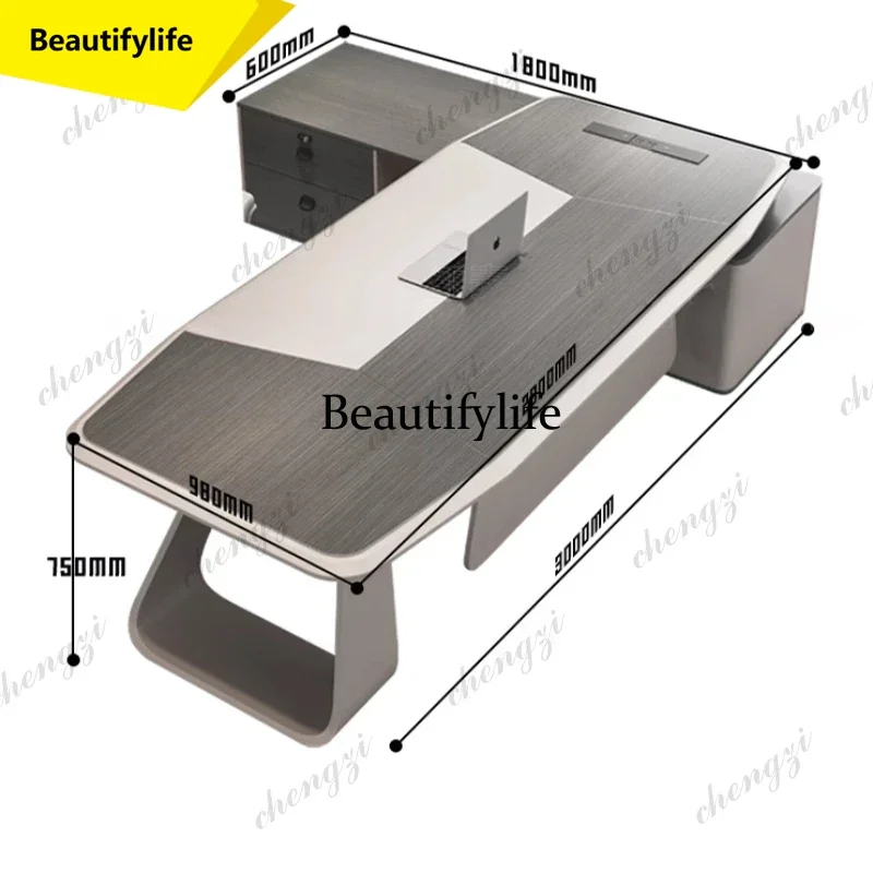 M9344 Light Luxury Modern Office Desk Boss Designer Conference Asthetic Office Desk Executive Secretary Mesa De