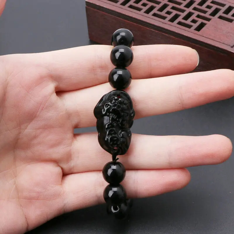 1pc Feng Shui  Pi Xiu Bracelet Attract Wealth and Good Luck Obsidian Stone Wealth Bracelet