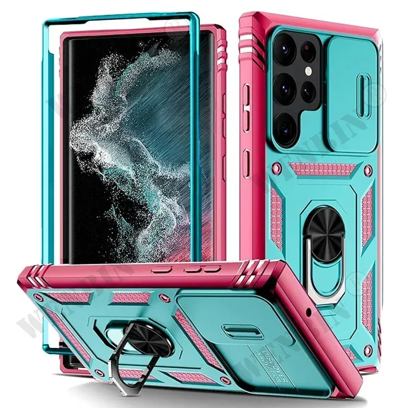 Case Voor Samsung S26 Ultra S25 S24 S23 Plus S25 FE A57 A56 A37 A36 A17 A16 5G Zware met Camera 360 Graden Kickstand Cover