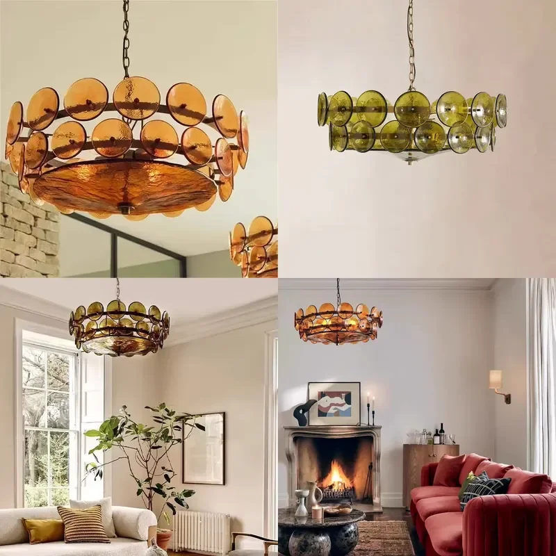 Italian Amber Green Art Glass Lights for Living Room Design Home Kitchen Island Lights Chandelier