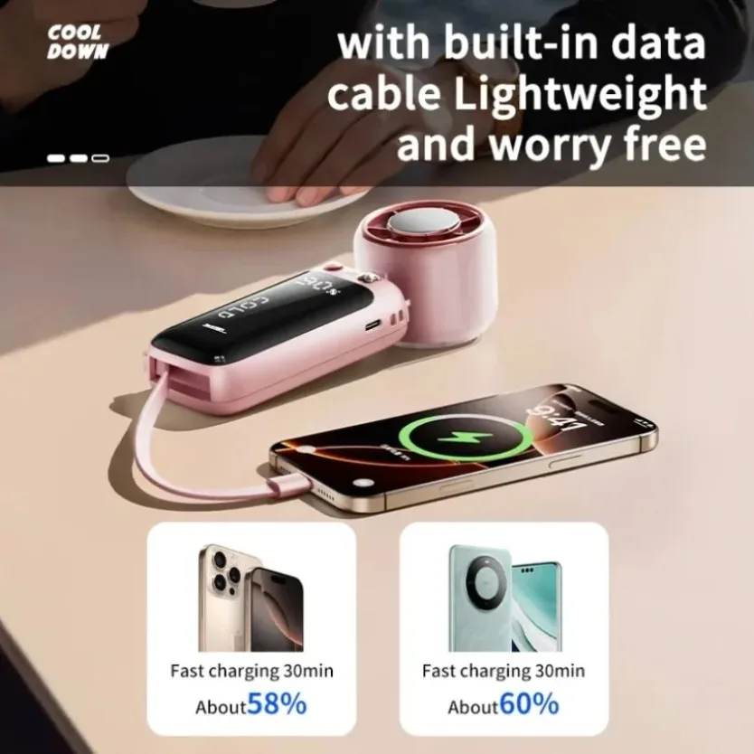 Foldable Portable Handheld Turbo Fan With Cooling Plate 3000mAh Rechargeable Mini Pocket Cooler Fan For Travel Sports Hiking