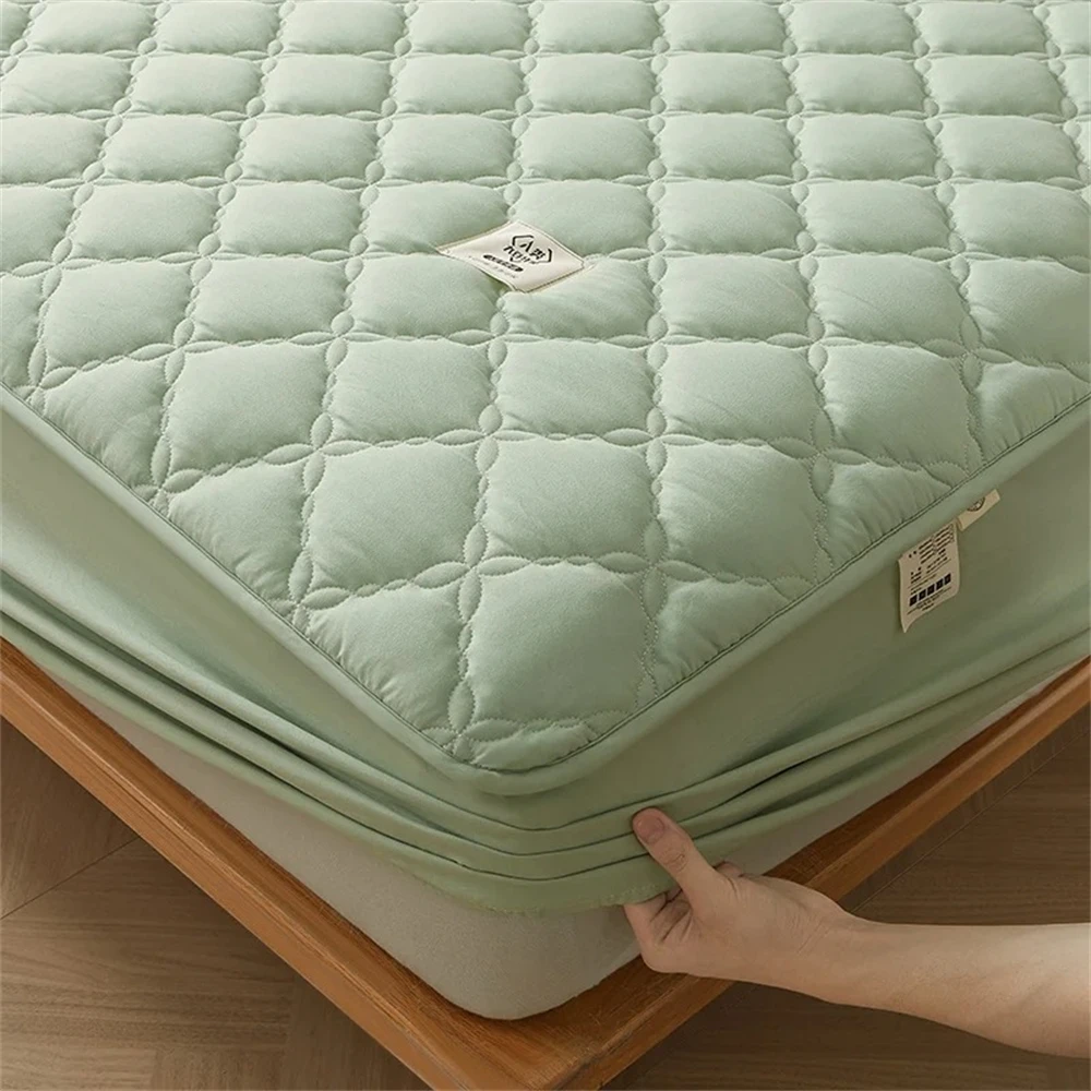 Pure Cotton Thickened Mattress Cover Protector Cover Queen King Quilted Elastic Fitted Sheet Bedroom Decoer Bedspread Bed Cover