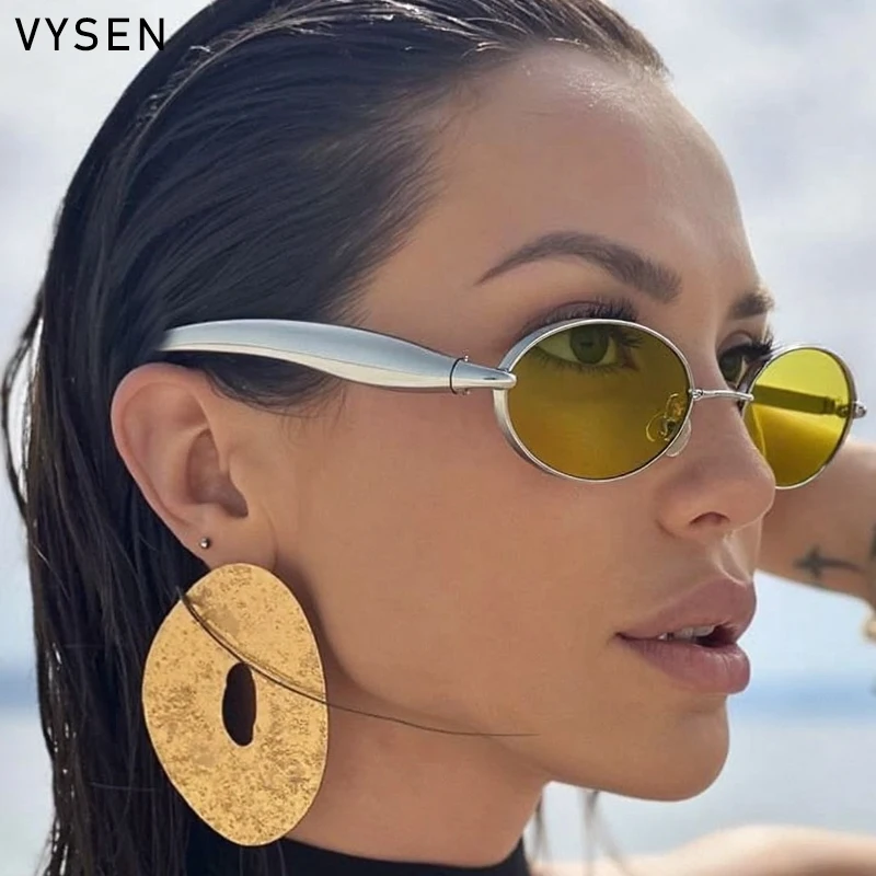 Small Frame Oval Steampunk Women Sunglasses 2025 Luxury Brand Vintage Metal Driving Shades Classic Outdoor Sexy Sun Glasses