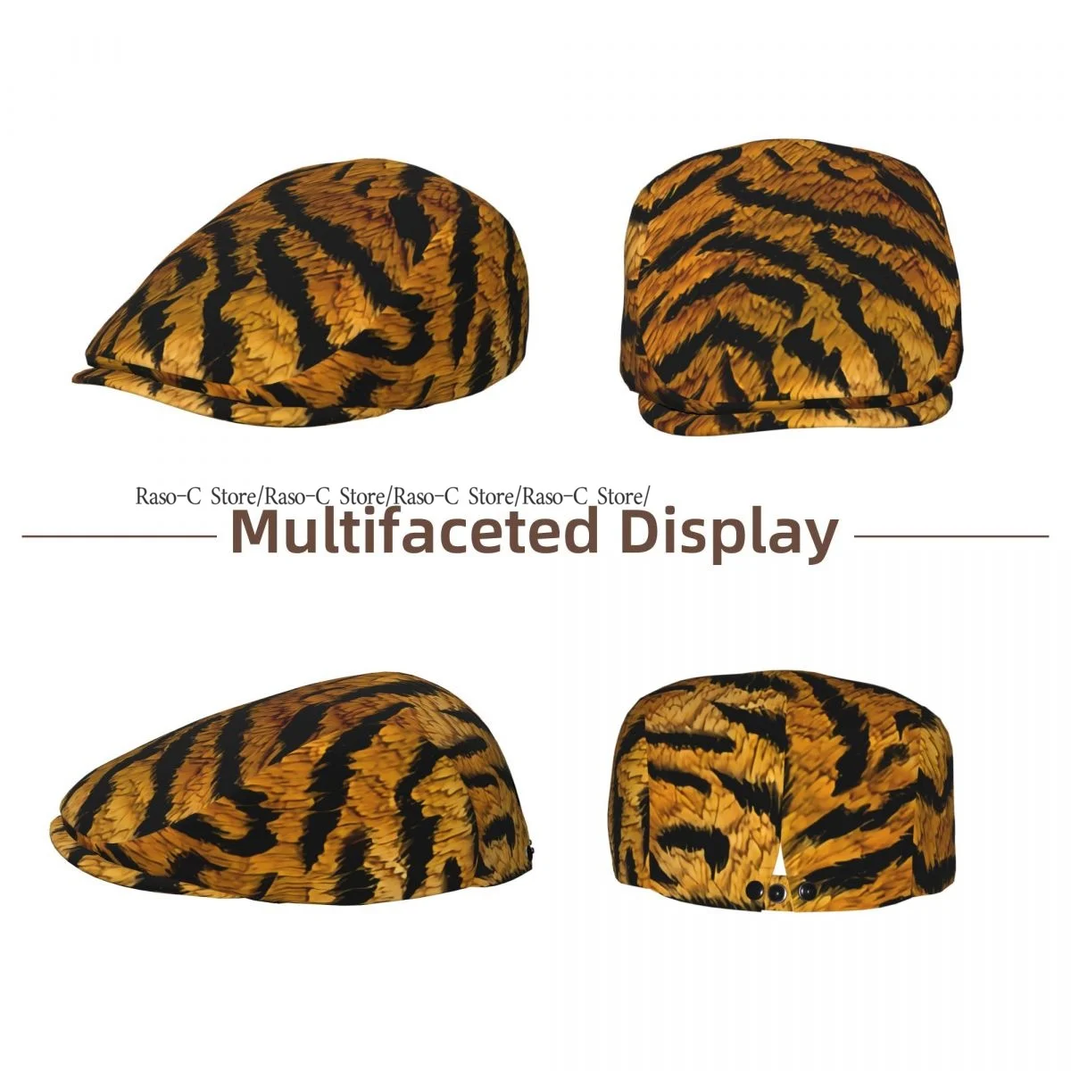 Spring Summer Adult Flat Cap Tiger Texture Unisex Newsboy Ivy Cap Light Thin Forward Beret Outdoor Hat