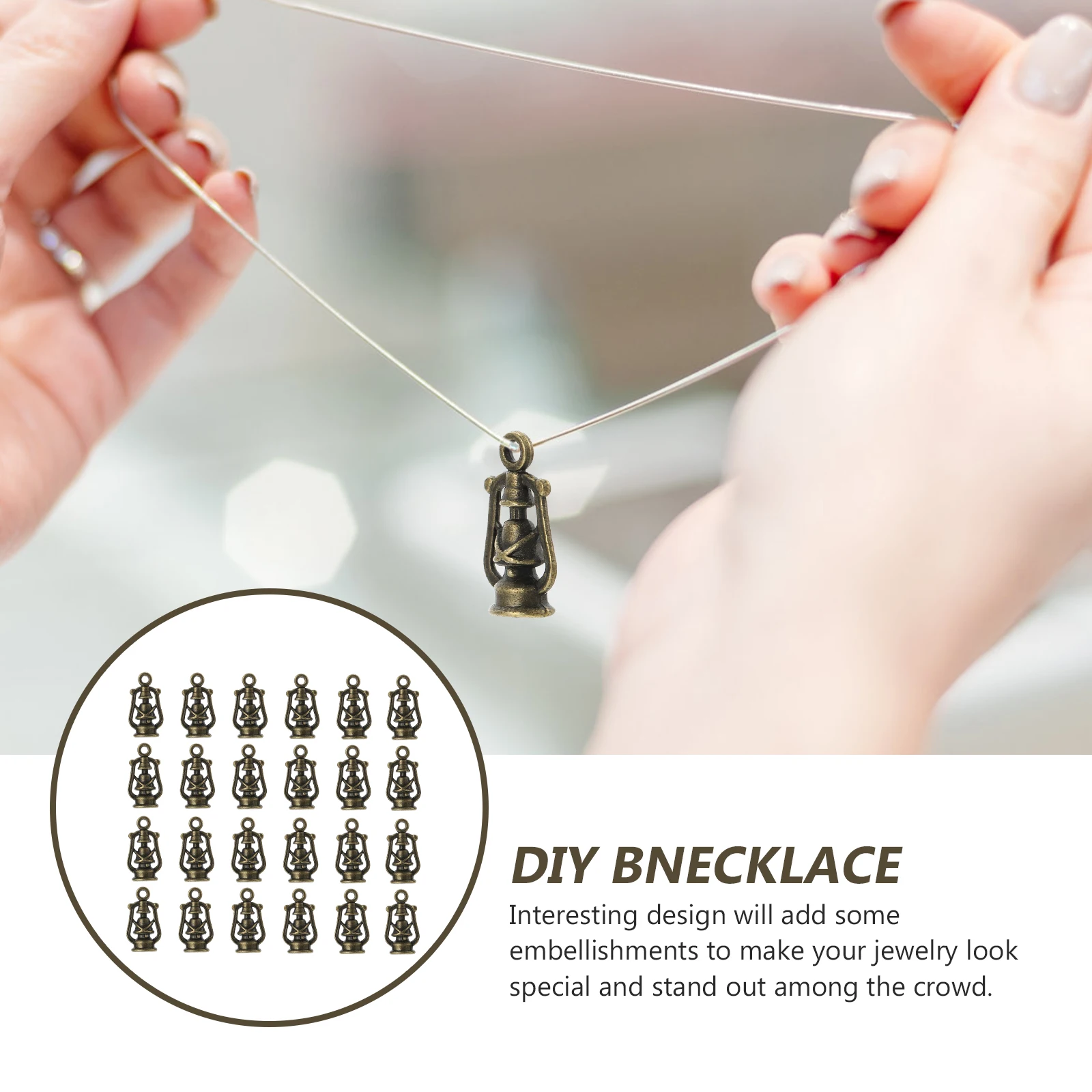 

100pcs Retro Alloy Pendants Lamp Shape Diy Jewelry Making Charms For Necklace Bracelet Earring Hanging Decorative