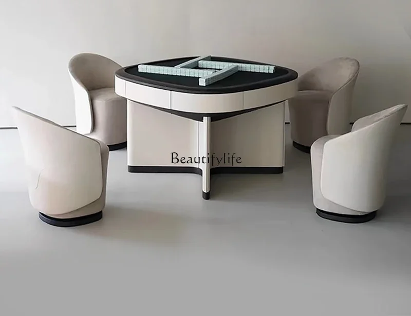 

Italian light luxury electric mahjong tables and chairs minimalist cream style automatic mahjong table