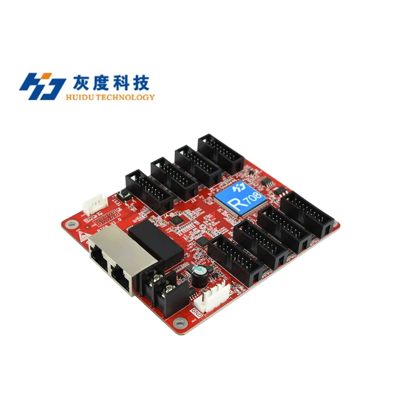 HD-R708 Receiving Card Work With HD-T901 ,HD-C16L ,HD-A3L , HD-VP210H, 8 x HUB75E Port ,128 * 512pixels