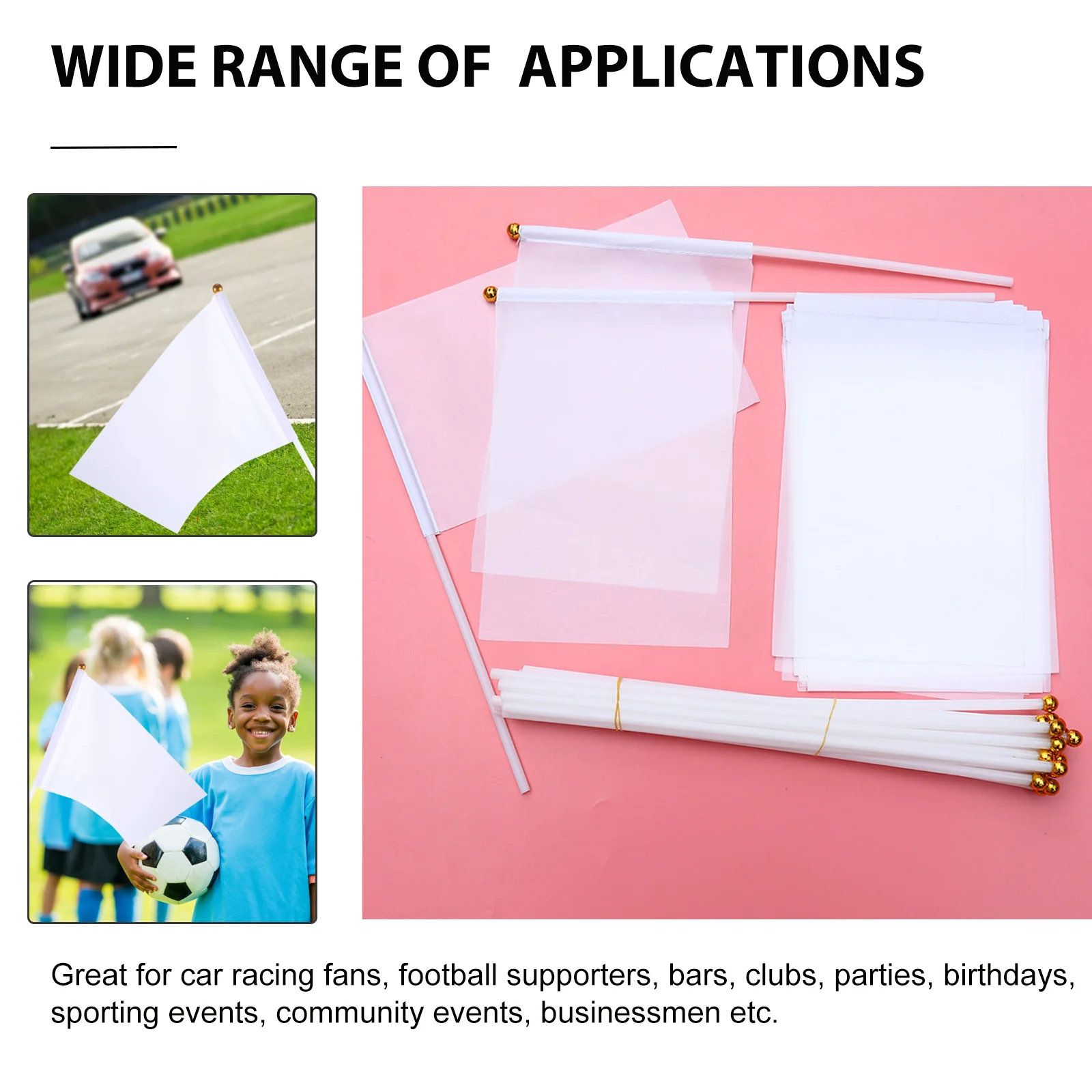 20pcs Portable Hand-cranked Bunting Hand-cranked Flag Commanding Referee Flag Hand-cranked Flag Flag (White)