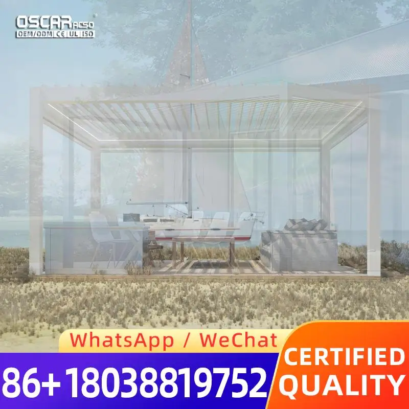 Outdoor Aluminum Bioclimatic Louvre System Waterproof Awning for Garden Balcony Buildings pergola