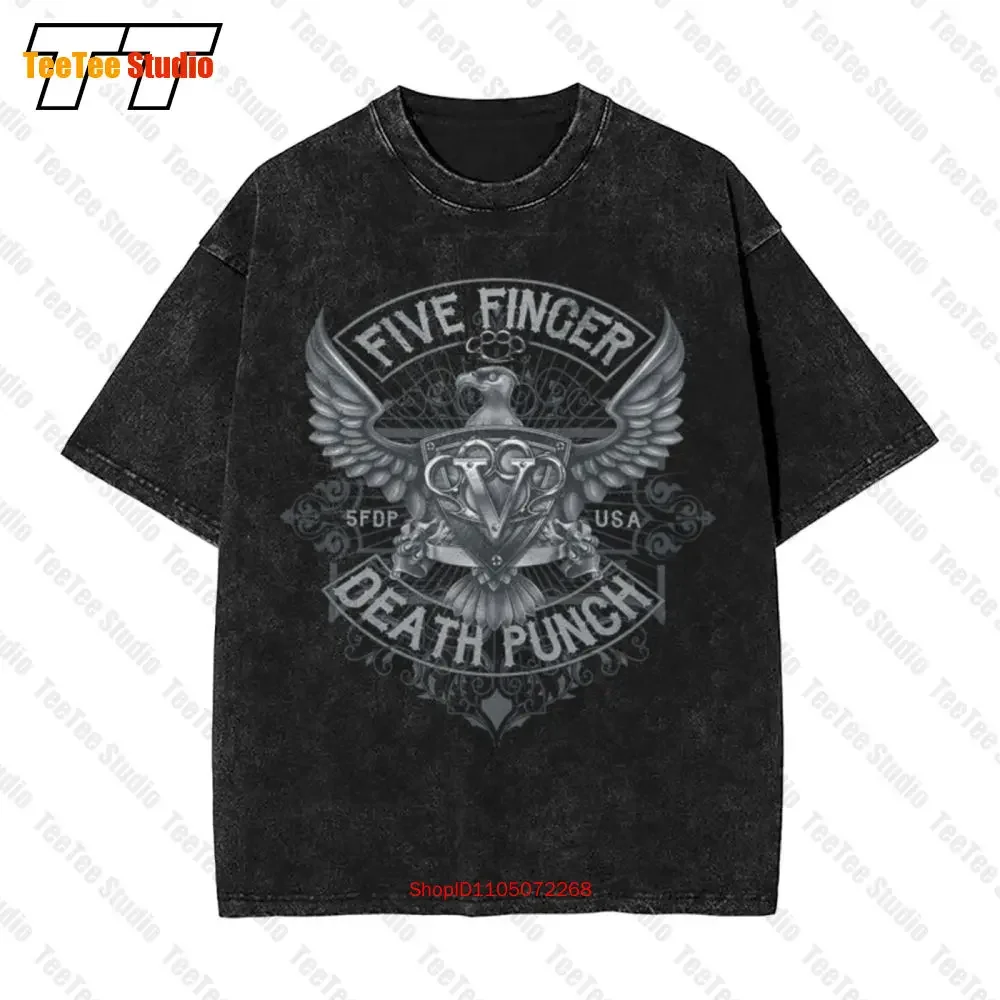 Cfive Finger Death Punch 5Fdp Silver Eagle Crest Vintage Oversized T-Shirt New Official Licensed T1FX