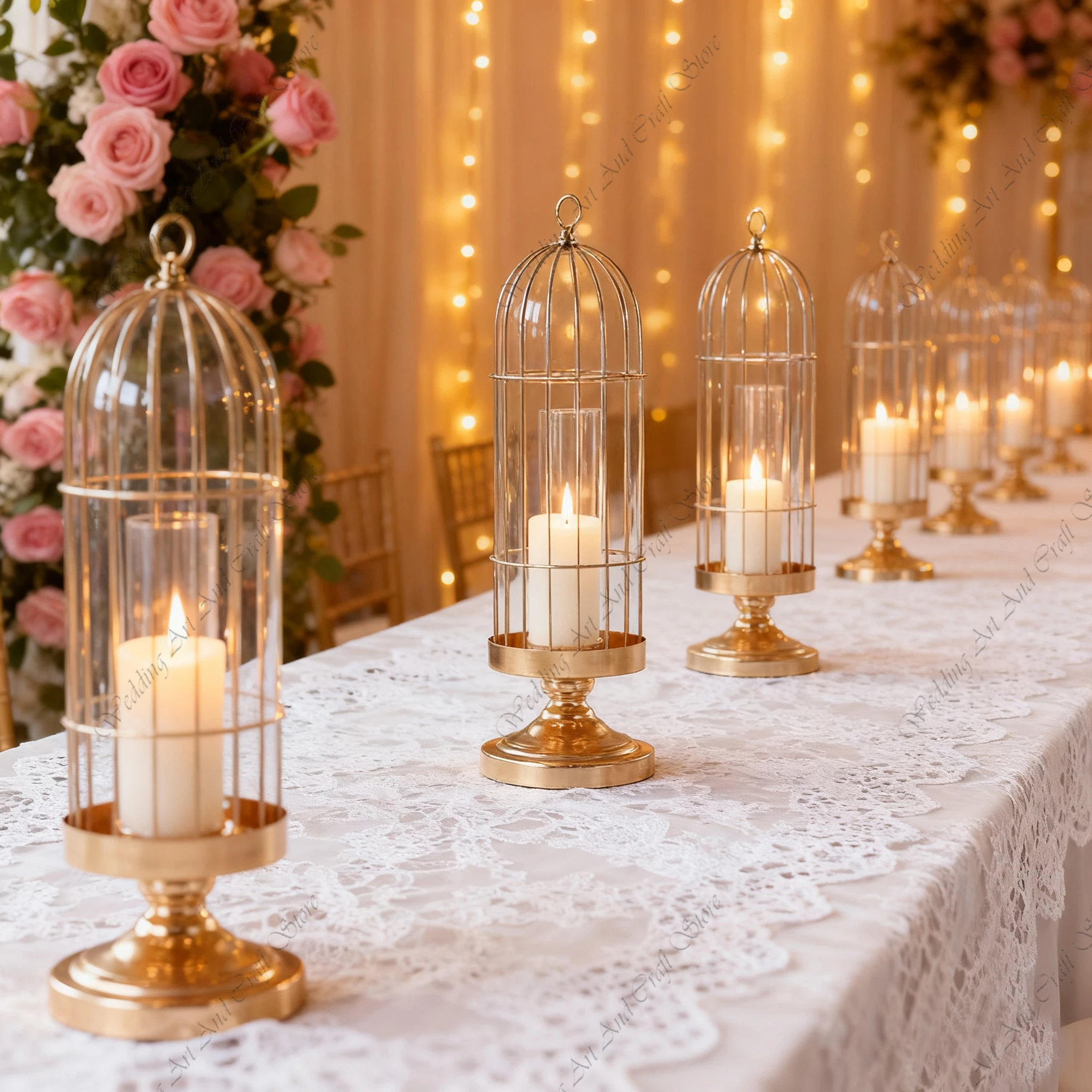 

10pcs f30 44-65cm Table Centerpiece Gold Metal Birdcage Candle Holder Bird Candle Holder for Wedding Decoration Party ivy503