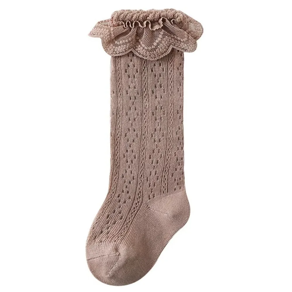 High Quality Lace Princess Knee High Socks Mesh Breathable Cotton Long Sock Hollow Out Children Socks Girls Boys