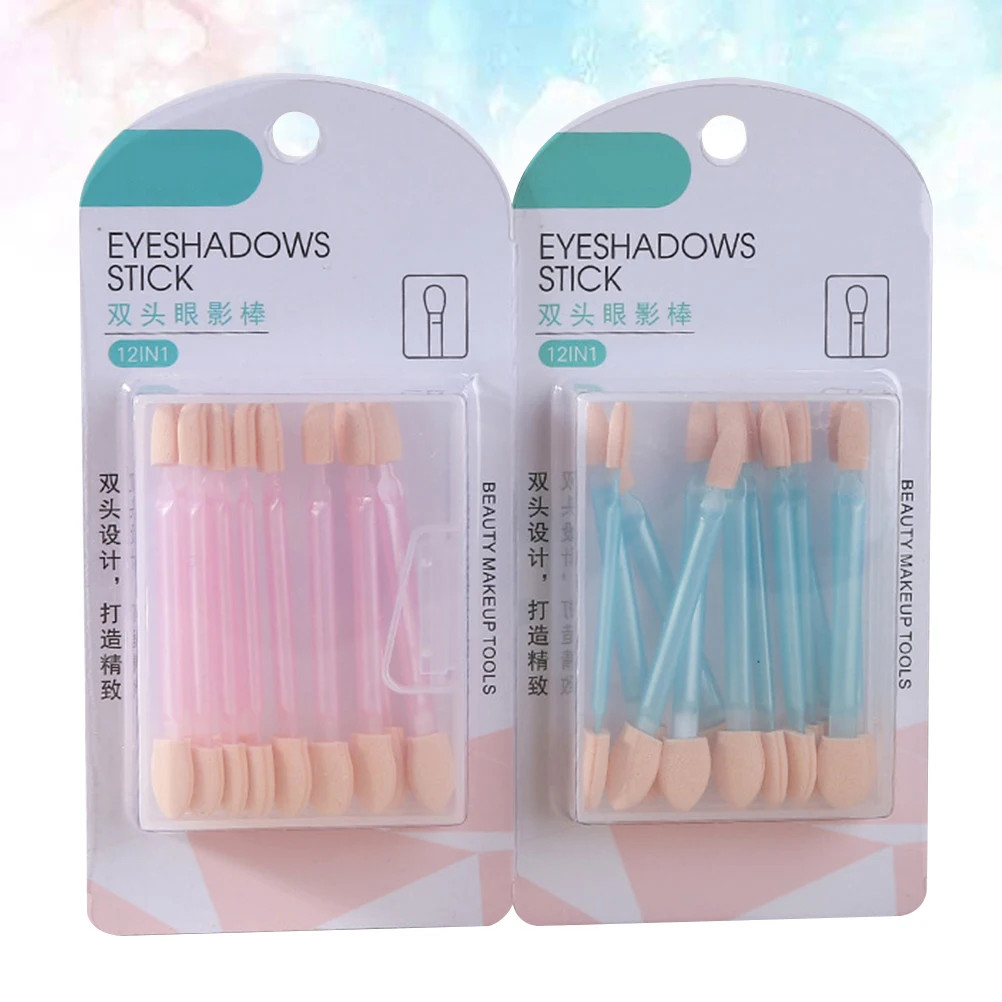 Ensemble de bâtons de fard à paupières jetables, 24 pièces, applicateurs d'éponge à double extrémité pour le mélange de maquillage, ombrage des paupières, brosse pour femmes et filles