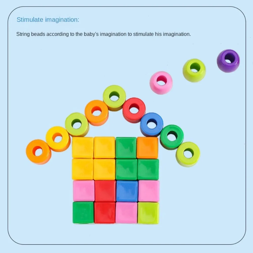 Stringing Toy Montessori Kids Primary Lacing Beads Crafts Training Toys Lacing Beads Toy Plastic Star Rainbow Lacing Beads Toys