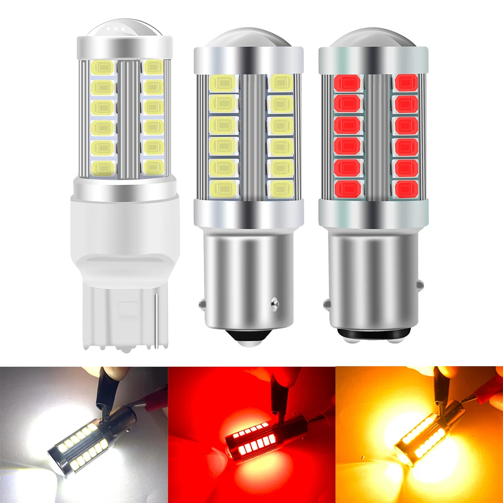 

2X BA15S P21W P21/5W BAU15S PY21W W21W T20 3157 7440 7443 W21/5W 3156 5730 5630 33SMD LED Bulb Brake Reverse Turn Signal Light