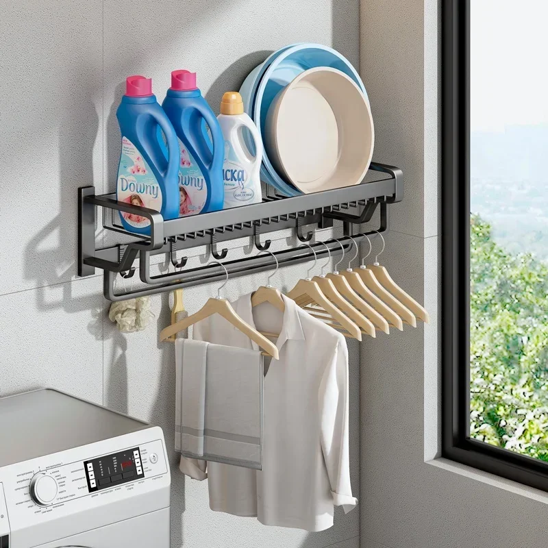 Hanging Bathroom Shelves Drying Rack Set 5tier Multi Corner Shower Caddy Metal Wall Mount Storage Shel Folding Towel Organizer