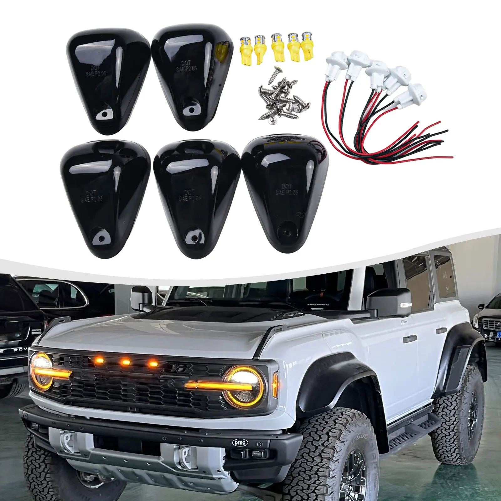 Amber LED Cab Rooftop Marker Lights Easy and Convenient Installation Fits For Ford F250 F350 F450 F550 1999 2016