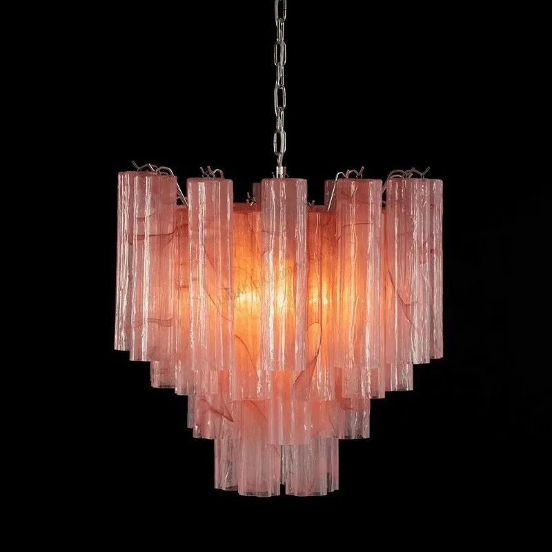 American Style Murano Star Glass Tube Pendant Lamp Round Frosted Multicolor Glass Brass Silvery Dimmable Lustre Luxury