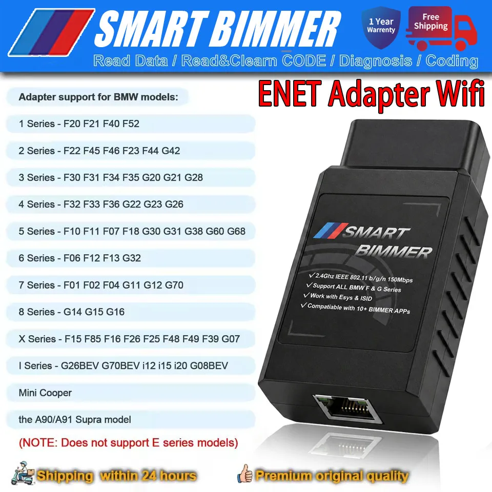WiFi ENET Adapter For MHD/BimmerCode/BimmerLink OBD2 Adapter For BMW F/G/I/Mini Serie ENET WiFi Coding Adapter for IOS/Android