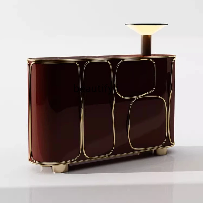 

Light luxury solid wood dining side cabinet Modern simple living room locker Household storage, dining room entrance cabinet