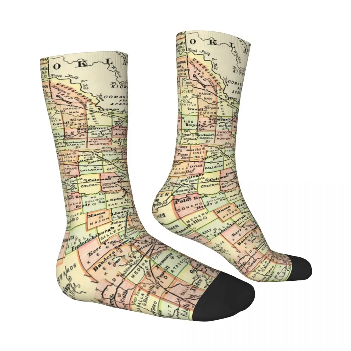 Texas Map Socks State And Cities Novelty Stockings Spring Anti Sweat Couple Socks Comfortable Custom Outdoor Socks