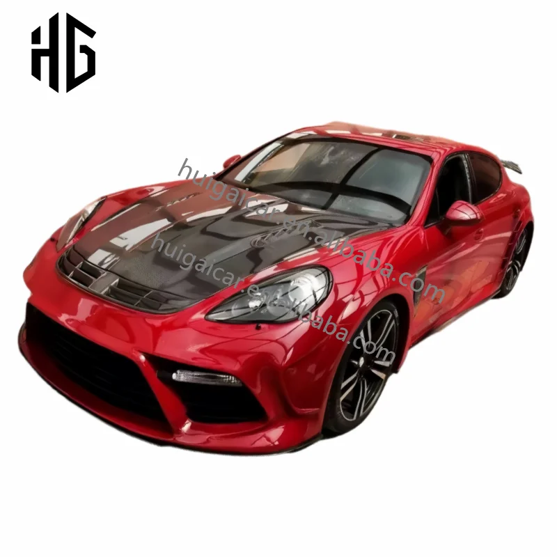 MSYスタイル 部分カーボンファイバー製 フロントリアバンパー（エキゾーストアセンブリ付き）サイドスカート ボディキット ポルシェ パナメーラ 970.1 970.2用