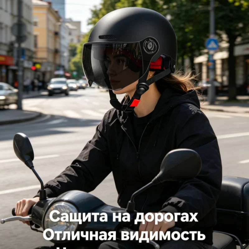 

Sunshade motorcycle helmet, universal safety helmet for both men and women for electric vehicles/motorcycles, semi-open design