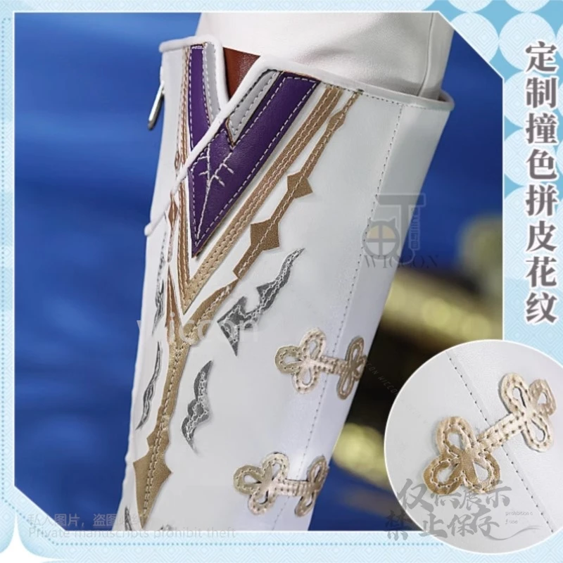 أنيمي الحب والفضاء العميق Xavier الأبيض أحذية طويلة أحذية 8 سنتيمتر الجحيم متلألئ ضوء القمر هالوين حفلة الرجال تأثيري بولي leather الجلود كوس