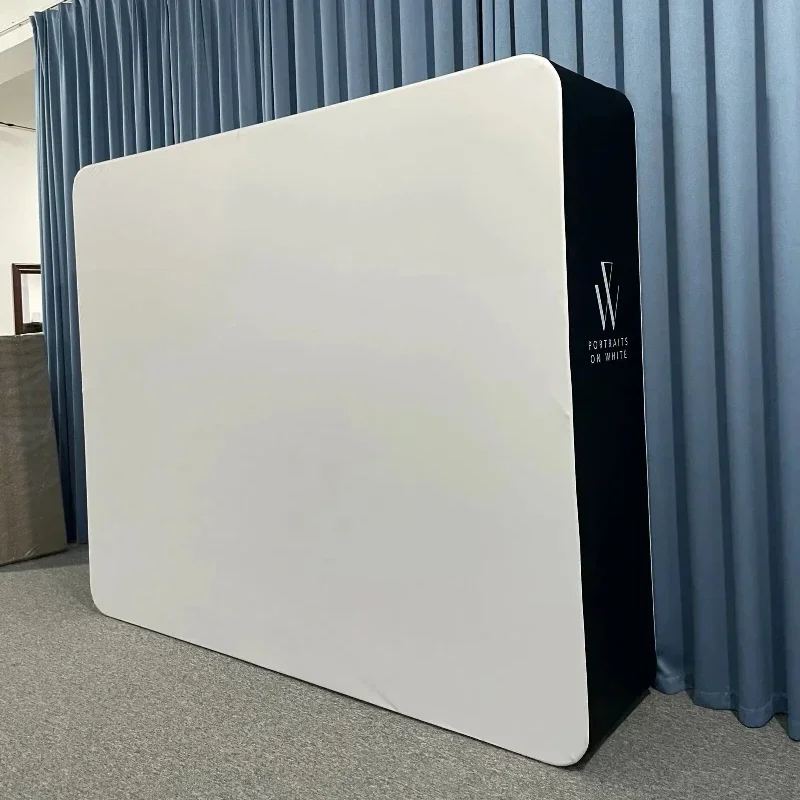 كيس وسادة مستقيم بطباعة مخصصة مجانية ثلاثية الأبعاد بإطار 9x7.5x2ft وغطاء جانبي أبيض وأسود لكشك الصور
