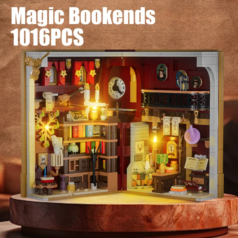

1016PCS Magic Bookends Bricks Model With Light Assembly Building Blocks Toys Creative Ornaments Children Adult Christmas Gifts