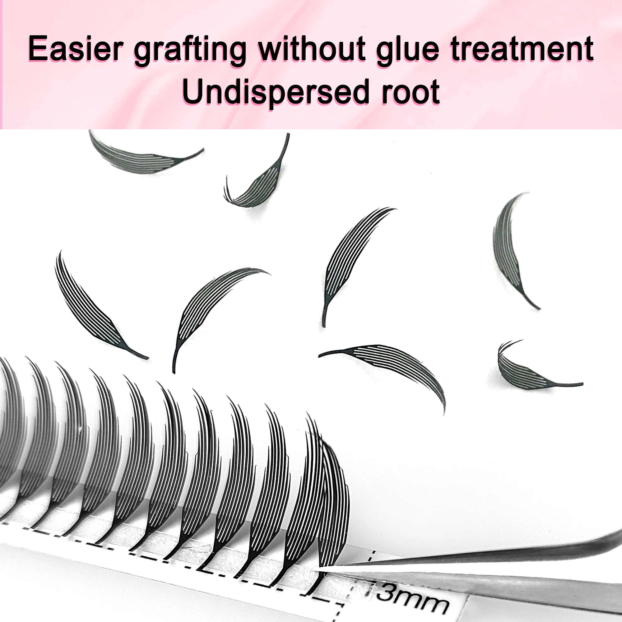 5PCS manga spits 8-15mm nieuwe stijl veer vorm wimpers uitbreiding C / D krul valse wimpers premade fans make-up tool