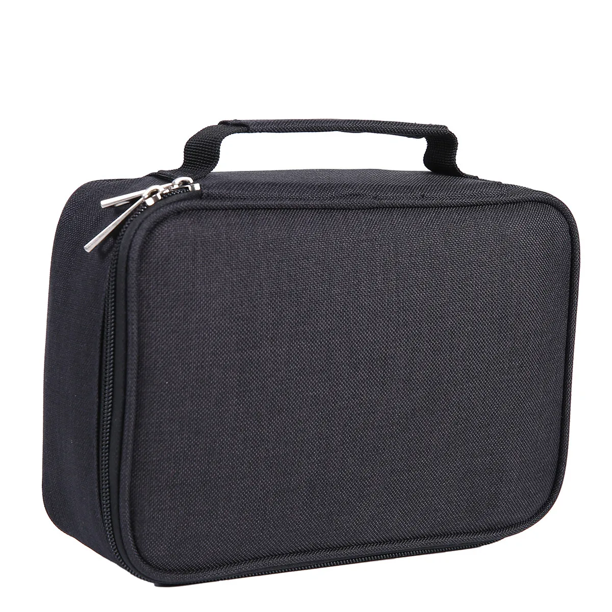 72 Holes Pencil Case Solid Color Black High Capacity Art Supplies Canvas Pencil Bag Multifunction for Colored Pencils Markers