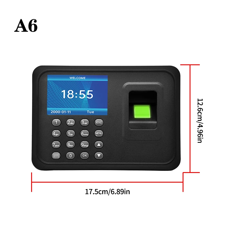 Máquina de impressão digital biométrica inteligente, equipamento do trabalho do empregado, relógio no gravador