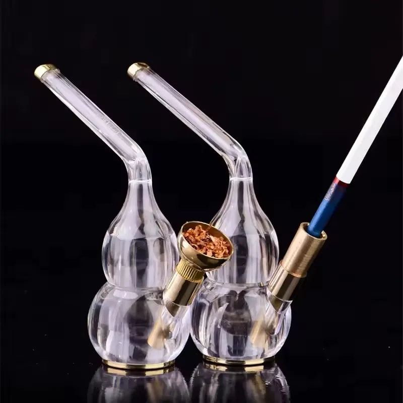Portable Tobacco Pipes Smoking Grass Cigaretter Filter Mini Acrylic&Brass Shisha Hookah Water Pipe Bottle Herb Smoke Accessory