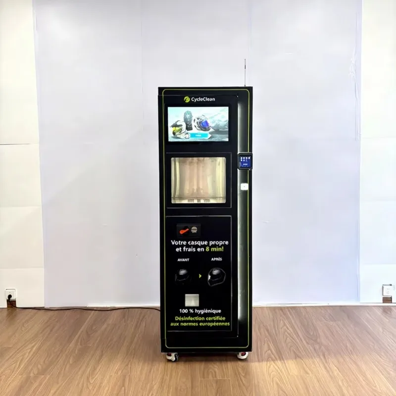 Self Service Helmet Cleaning Vending Machine Touch Screen Disinfection Mobile Wheel Multi Cabinet Parking Lot Service Area