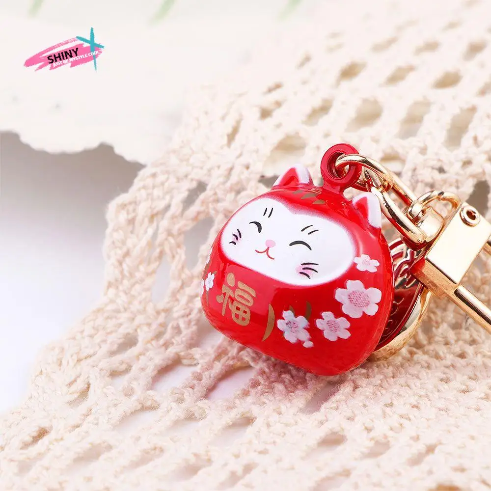 

Ornaments Gifts New Cartoon Door Key Charm Silicone Lucky Cat Keychains Bag Decoration Pendant Maneki Neko Keyrings