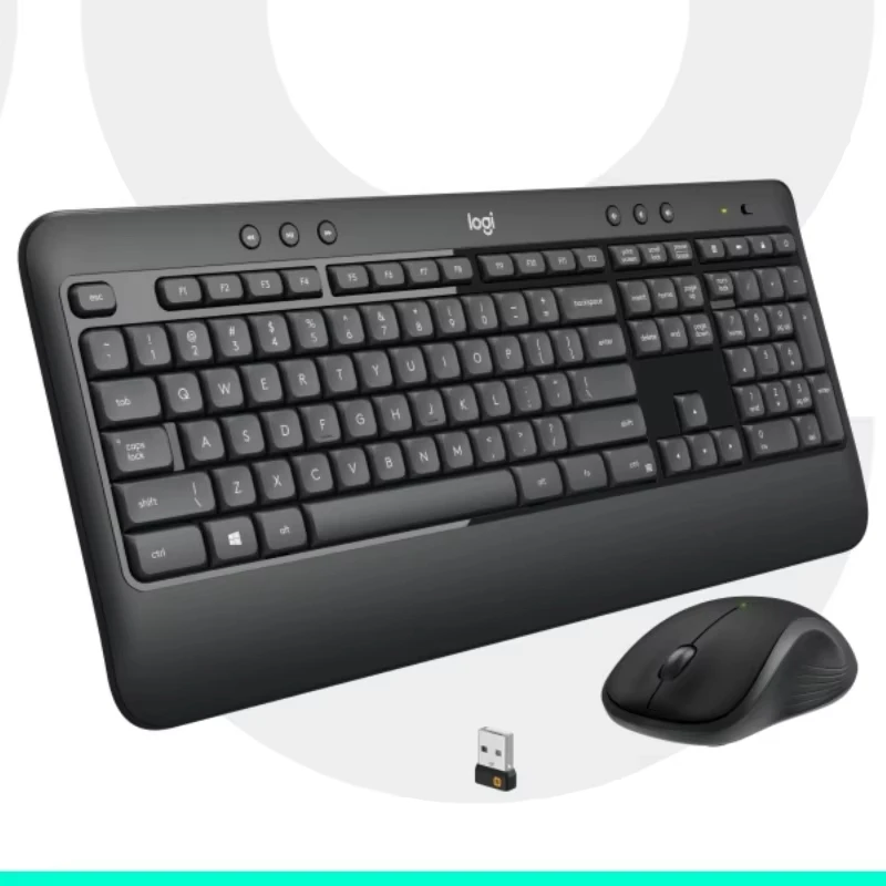 Набор беспроводной клавиатуры и мыши Logitech MK540 с подставкой для рук, поддержкой батареи и брызгозащищенной конструкцией для офисного использования в деловом стиле