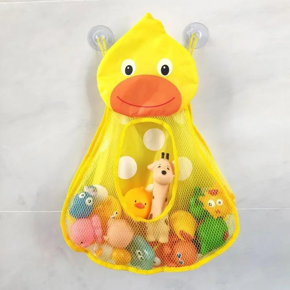 Baby Bath Toys Cute Duck Frog Mesh Net Toy Storage Bag Strong Suction Cups Bath Game Bag Bathroom Organizer Water Toys for Kids